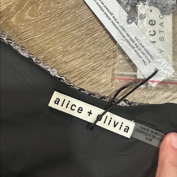 Alice + Olivia Silver Sequin One-Shoulder Blouse - Picture 2 of 2